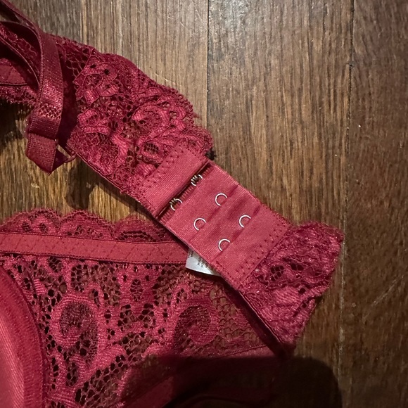 Padded push up bra Sz 34C burgundy/pink/white - Picture 4 of 5